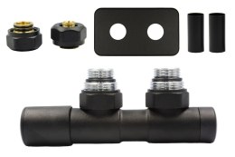 Zawór regulacyjny 50mm TWINS czarny strukturalny lewy Pex All in One rozeta zespolona prostokątna