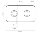 Rozeta zespolona prostokątna 50mm Ø 22 mm biały mat