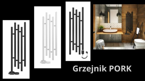 Grzejnik dekoracyjny PORK 1600/300 Regnis czarny strukturalny