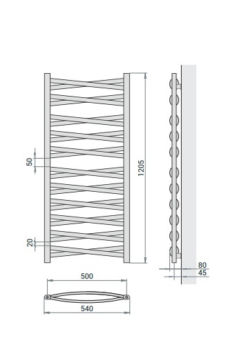 Grzejnik łazienkowy Łezka 3DX 1205/540 Regnis biały mat