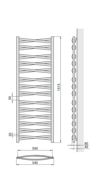 Grzejnik łazienkowy Łezka 3DX 1520/540 Regnis biały mat